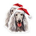(2 Pack) Afghan Hound Magnets - Christmas Santa Hat Dog - Holiday Refrigerator Decor for Pet Lovers - 5 Inches On Longest Side - Thick Durable Magnet - Made in USA - MAG25065