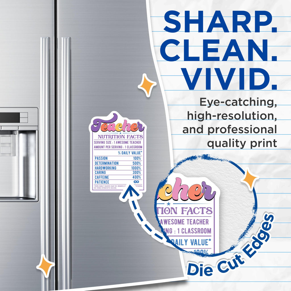 (2 Pack) Teacher Nutrition Facts Magnets - Awesome Teacher - Appreciation Magnets - 5" On Longest Side - Premium Magnet - for Cars, Refrigerators, Toolboxes, Lockers - Made in USA - MAG14079