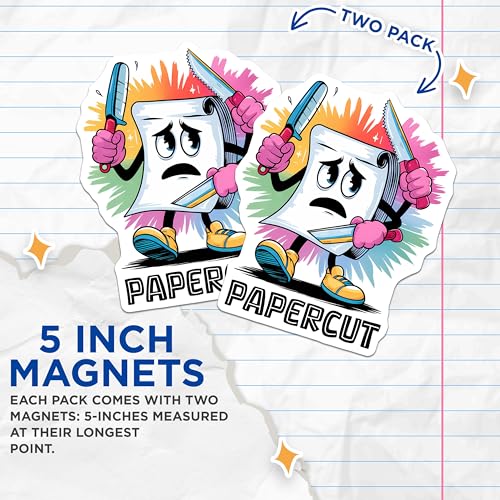 (2 Pack) Papercut Funny Magnets - Cartoon Art - Unique Kitchen Decor - 5" On Longest Side - for Cars, Fridges, Toolboxes - Made in USA - MAG7631