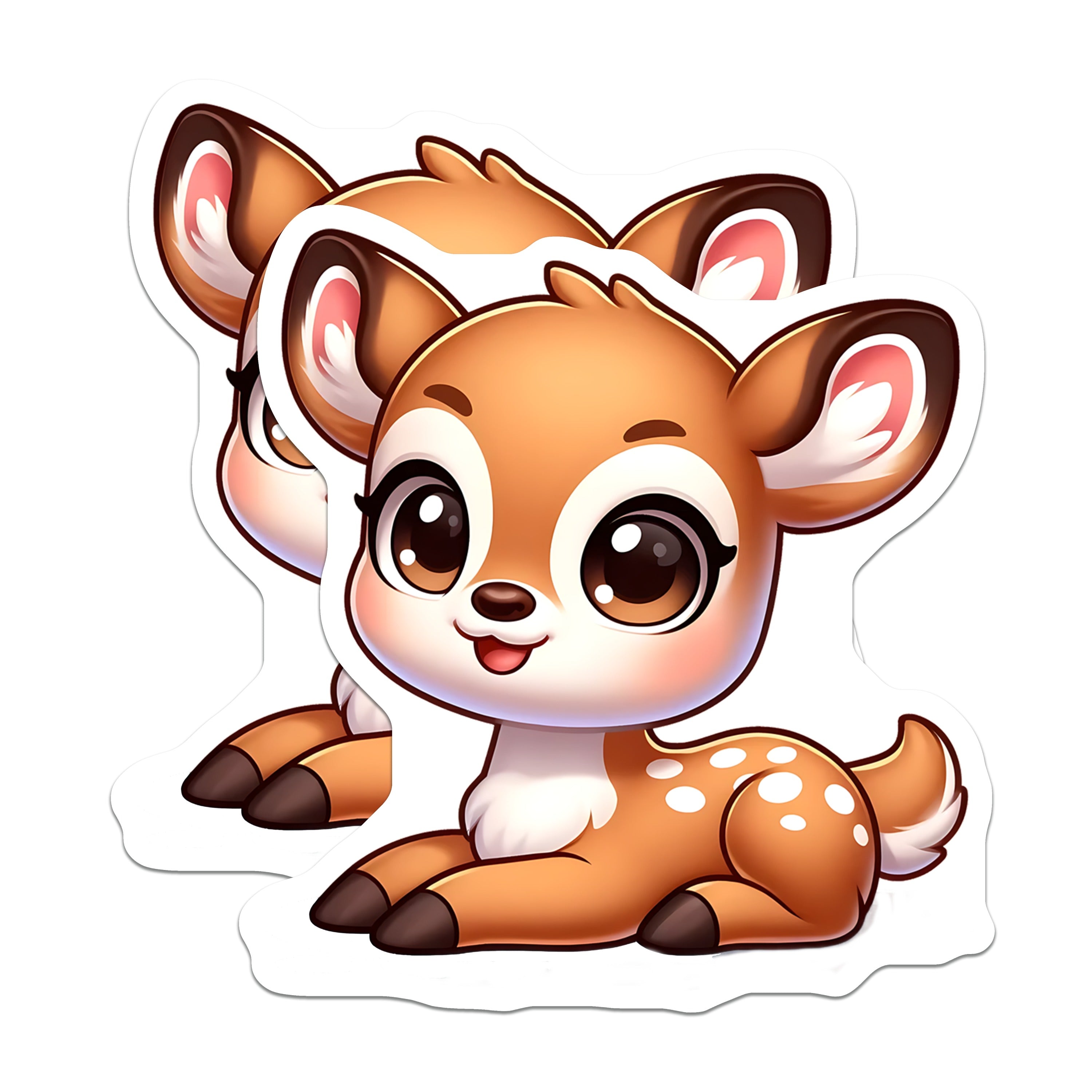 (2 Pack) Kawaii Fawn Magnets - Cute Baby Deer Refrigerator Art - Woodland Nursery Locker Decor - 5 Inches On Longest Side - Thick Durable Magnet - Made in USA - MAG39451