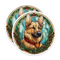 (2 Pack) German Shepherd Stained Glass Magnets - Christmas Dog Decor - Pet Lover Home Accents - 5 Inches On Longest Side - Thick Durable Magnet - Made in USA - MAG29137