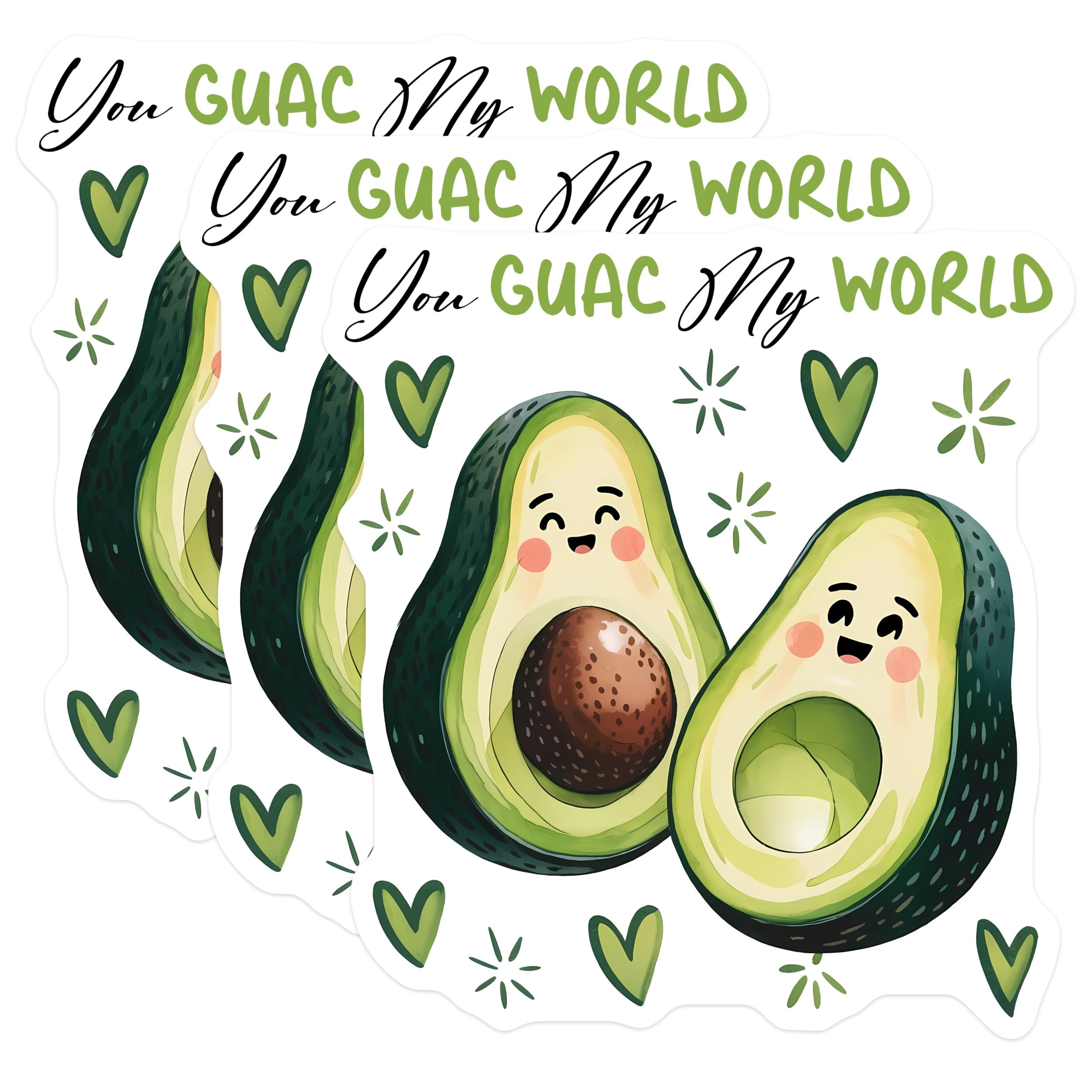 (3 Pack) Avocado Decals - You Guac My World - Cute Laptop Decal - 3 Inches On Longest Side - Easy Peel & Apply - Made in USA - 3MCS7158