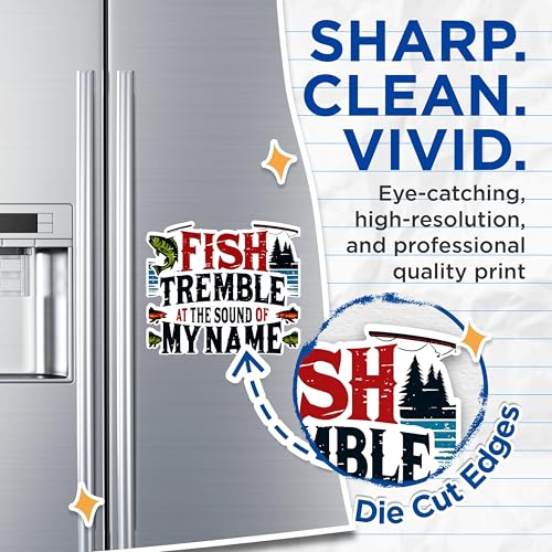 (2 Pack) Fish Tremble Magnets - Funny Fishing Quote Magnets - Outdoor Adventure Decor Magnets - Fisherman Gift Magnets- 5" On Longest Side - for Fridges, Toolboxes, Cars - Made in USA - MAG2632