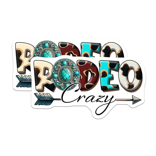 (2 Pack) Rodeo Crazy Magnets - Western Decor Magnets - Cowboy Theme Magnets - 5" On Longest Side - for Cars, Refrigerators, Toolboxes, Lockers - Made in USA BMCS3153