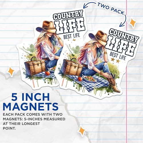 (2 Pack) Country Life Magnets - Best Life - Relaxing Outdoor Picnic Design - 5" On Longest Side - for Cars, Fridges, Toolboxes - Made in USA - MAG6622