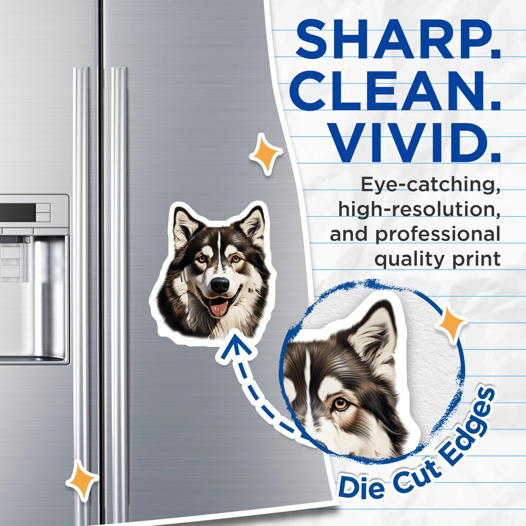 (2 Pack) Siberian Husky Magnets - Dog Lover Decor - Pet Owner Happy Home - 5 Inches On Longest Side - Thick Durable Magnet - Made in USA - MAG28920