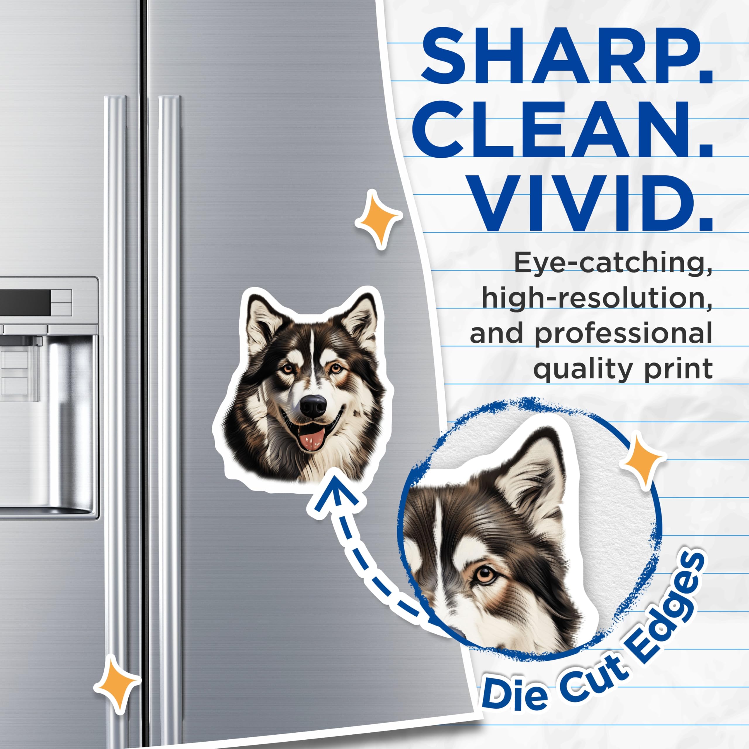 (2 Pack) Siberian Husky Magnets - Dog Lover Decor - Pet Owner Happy Home - 5 Inches On Longest Side - Thick Durable Magnet - Made in USA - MAG28920
