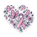 (2 Pack) Breast Cancer Awareness Stickers - Pink Ribbon Heart Stickers - Support Awareness Butterfly Stickers - 5" On Longest Side - Sticks to Smooth Flat Surfaces - Made in USA - BMCS5990