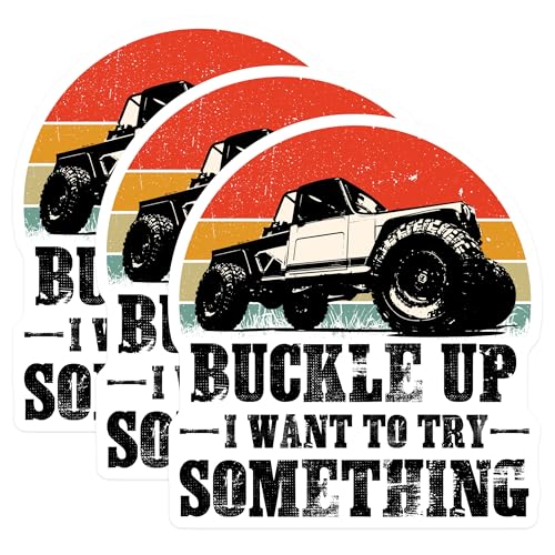 (3 Pack) Off Road Decals - Truck Decals - Buckle Up Laptop Decal - 3 Inches On Longest Side - Easy Peel & Apply - Made in USA - 3MCS2728