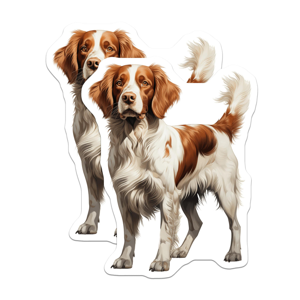 (2 Pack) Brittany Spaniel Magnets - Dog Lover Decor - Canine Breed Collectible - 5 Inches On Longest Side - Thick Durable Magnet - Made in USA - MAG24743