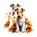 (2 Pack) Wire Fox Terrier Magnets - Autumn Dog Art - Fall Leaves Pet Lover - Fridge Decor Dog Mom Dad - 5 Inches On Longest Side - Thick Durable Magnet - Made in USA - MAG26651