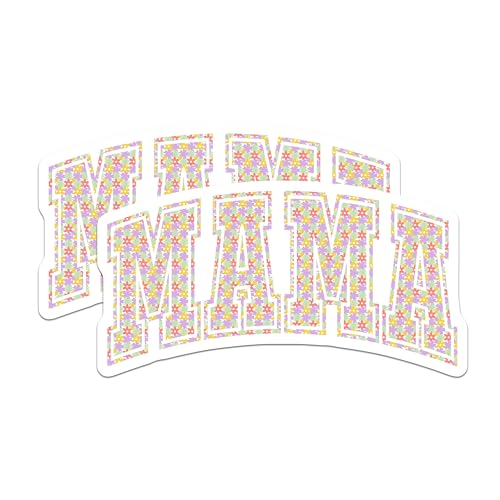 (2 Pack) Mama Stickers - Floral Mama Decal - 5" On Longest Side - Sticks to Smooth Flat Surfaces - Made in USA - BMCS8961 - BMCS8961