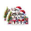 (2 Pack) Cute Husky Christmas Puppies Magnets - Winter Holiday Refrigerator Decor - Festive Animal Magnets for Home - 5 Inches On Longest Side - Thick Durable Magnet - Made in USA - MAG24487