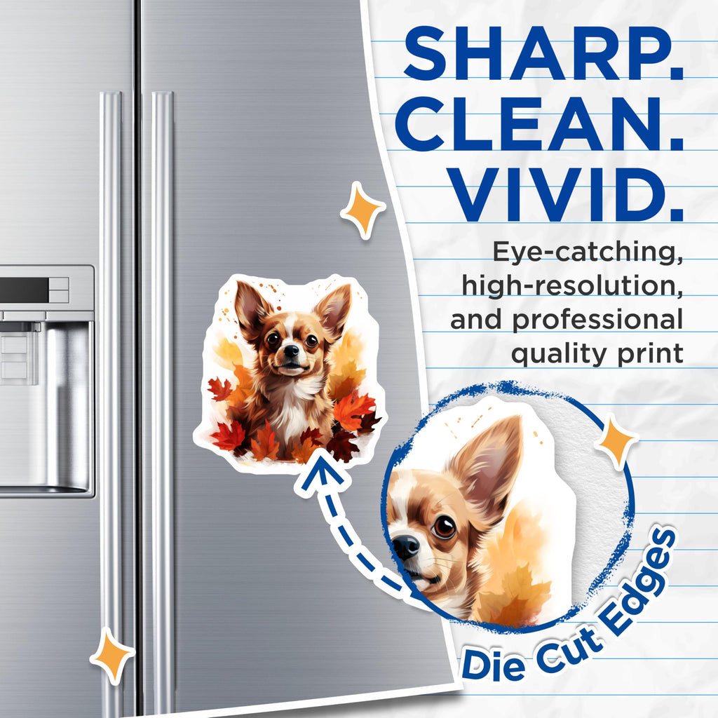 (2 Pack) Chihuahua Dog Magnets - Autumn Fall Decor - Cute Animal Lover - 5 Inches On Longest Side - Thick Durable Magnet - Made in USA - MAG29751
