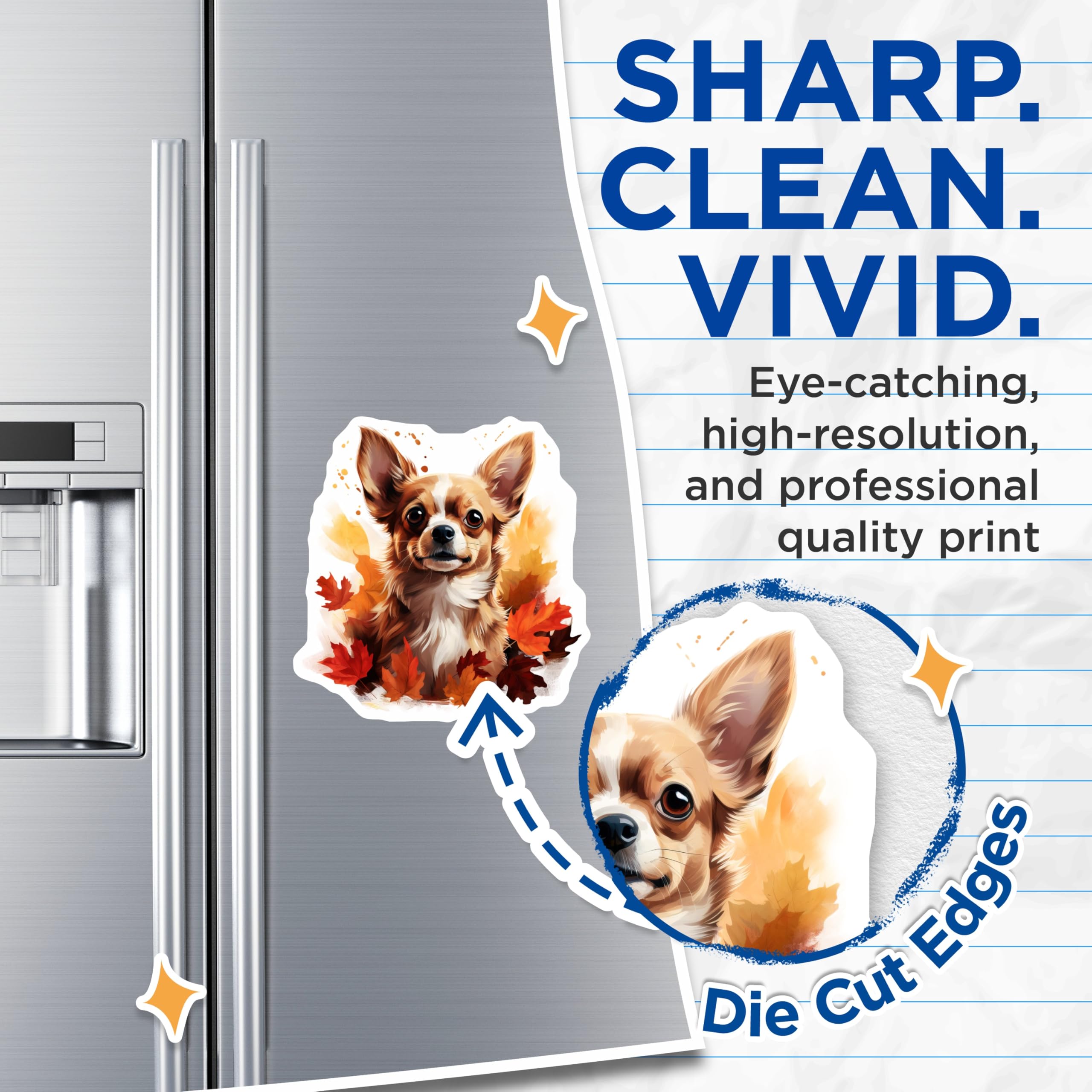 (2 Pack) Chihuahua Dog Magnets - Autumn Fall Decor - Cute Animal Lover - 5 Inches On Longest Side - Thick Durable Magnet - Made in USA - MAG29751