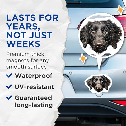 (2 Pack) Black Dog Face Decor Magnet - 5" On Longest Side - Sticks to Smooth Flat Surfaces - Made in USA - MAG9946
