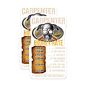 (2 Pack) Carpenter Rate Stickers - Funny Skull Design - Hourly Rate Humor Stickers - 5" On Longest Side - Sticks to Smooth Flat Surfaces - Made in USA - BMCS5854