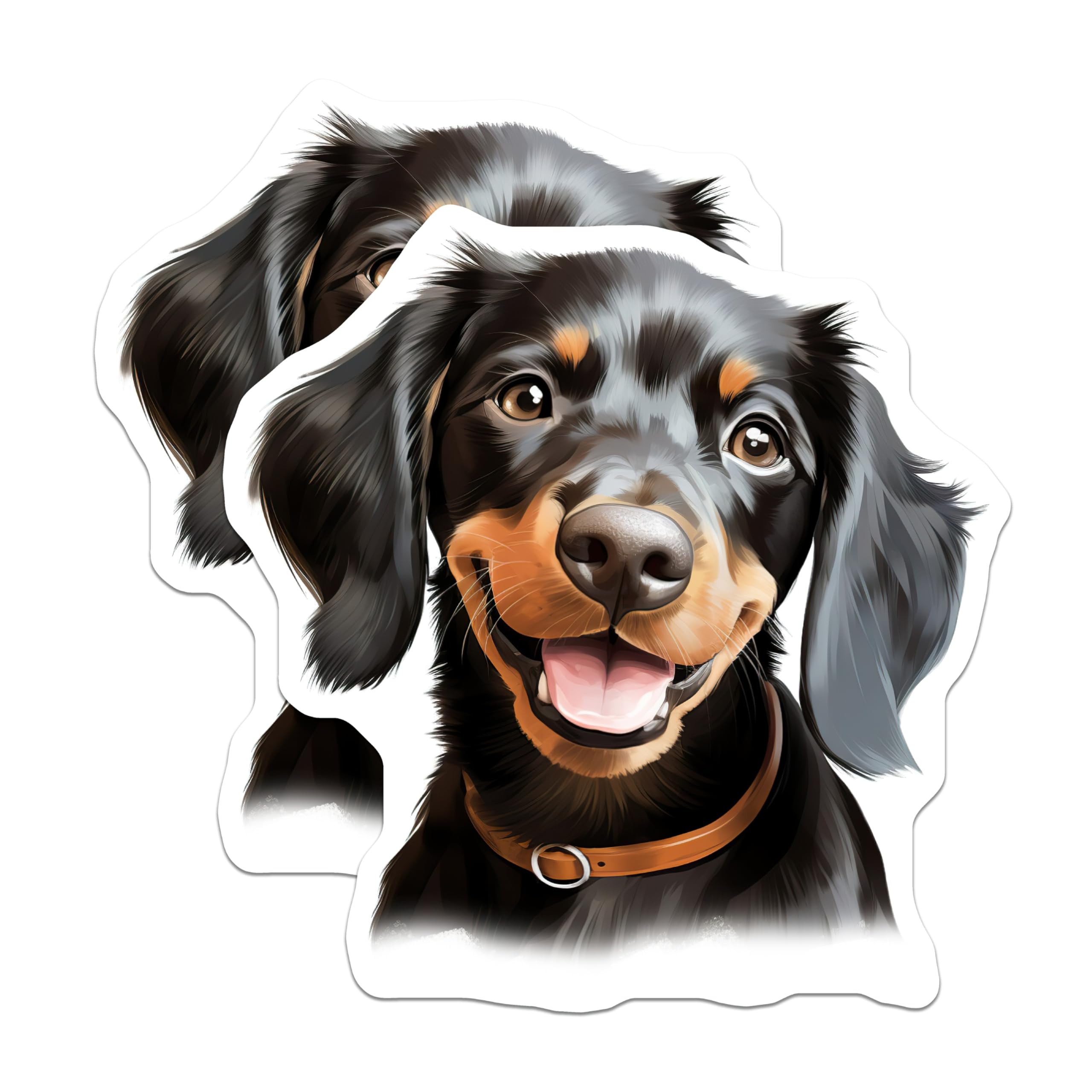 (2 Pack) Happy Dachshund Magnets - Cute Puppy Lover Decor - Wiener Dog Refrigerator Art - 5 Inches On Longest Side - Thick Durable Magnet - Made in USA - MAG25783