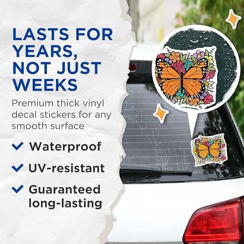 (2 Pack) Butterfly Floral Stickers - Colorful Garden - Nature Art Decal Graphics - 5" On Longest Side - Sticks to Smooth Flat Surfaces - Made in USA - BMCS5995