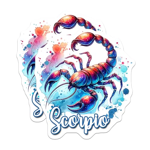 (2 Pack) Scorpio Zodiac Stickers - Astrological Sign - Horoscope Decal - 5" On Longest Side - Sticks to Smooth Flat Surfaces - Made in USA - BMCS6838
