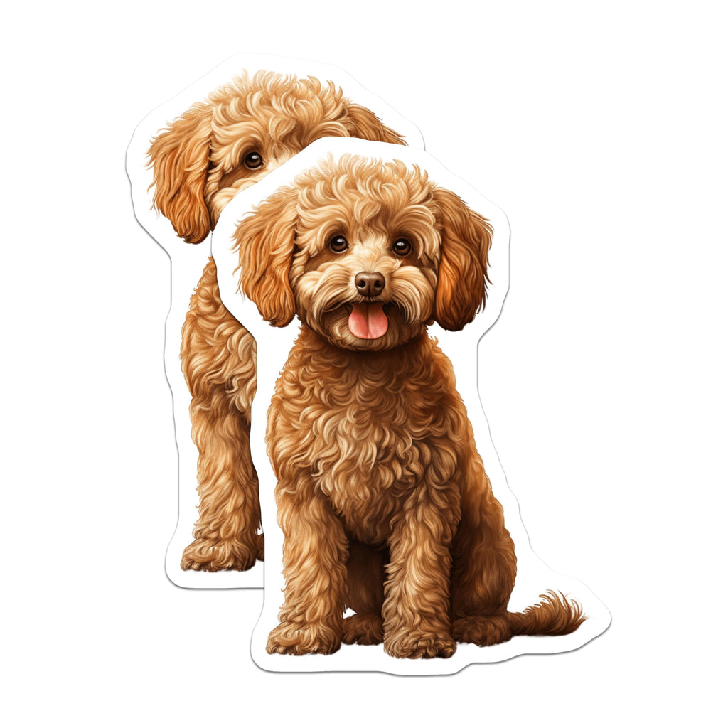 (2 Pack) Doodle Dog Magnets - Fluffy Puppy Art - Pet Lover Kitchen Decor - 5 Inches On Longest Side - Thick Durable Magnet - Made in USA - MAG30034