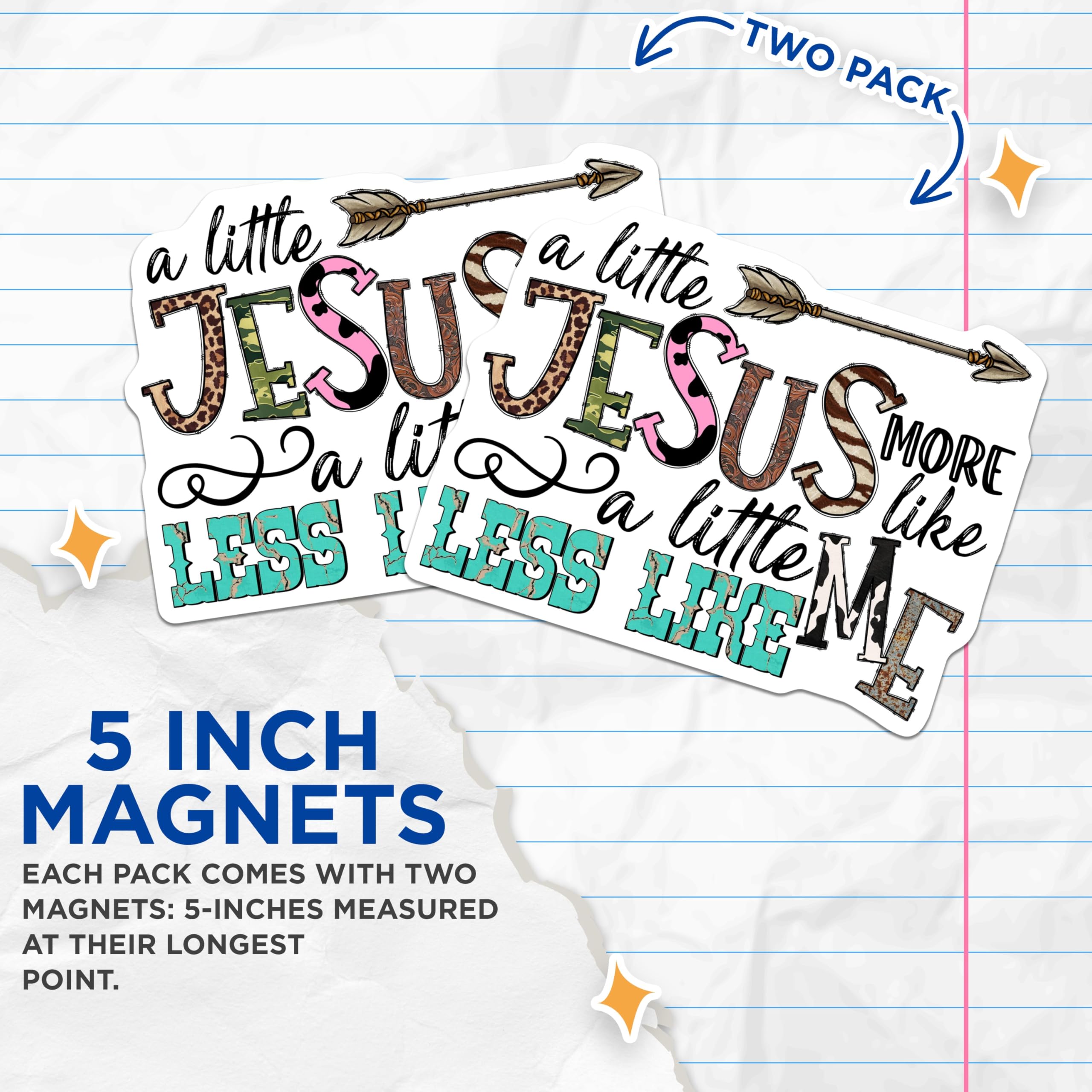 (2 Pack) Western Christian Magnets - Faith Quote Magnets - Country Style Decor - 5 Inches On Longest Side - Thick Durable Magnet - Made in USA - MAG30368