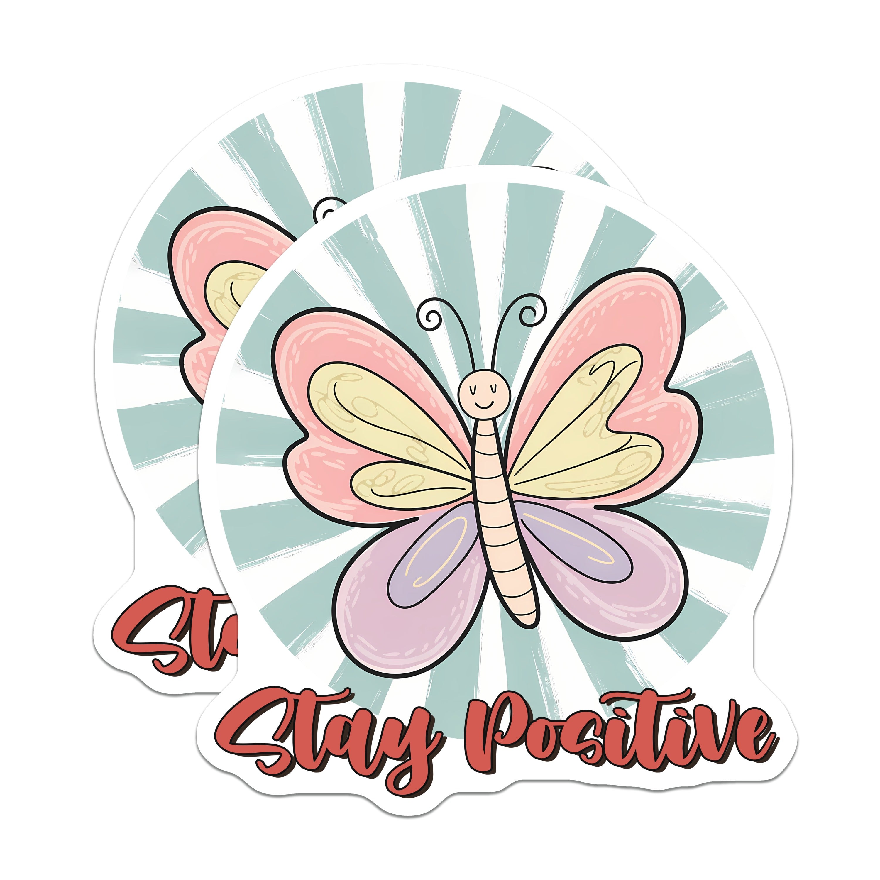 (2 Pack) Stay Positive Butterfly Magnets - Inspirational Decor - Aesthetic Refrigerator Accessories - 5 Inches On Longest Side - Thick Durable Magnet - Made in USA - MAG37116