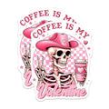(2 Pack) Cute Skeleton Holding Coffee Cup Magnet - Funny Valentine's Day Decor - Pink Hat Sweet Graphics - 5" On Longest Side - Sticks to Smooth Flat Surfaces - Made in USA - MAG9764
