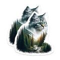 (2 Pack) Cat and Forest Magnets - Nature Inspired Art - Fridge Home Decor - 5" On Longest Side - Premium Magnet - for Cars, Refrigerators, Toolboxes, Lockers - Made in USA - MAG15129