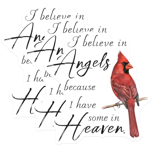 (3 Pack) Cardinal Decals - Angel Memorial Decal - in Memory of Decal - 3 Inches On Longest Side - Easy Peel & Apply - Made in USA - 3MCS7652
