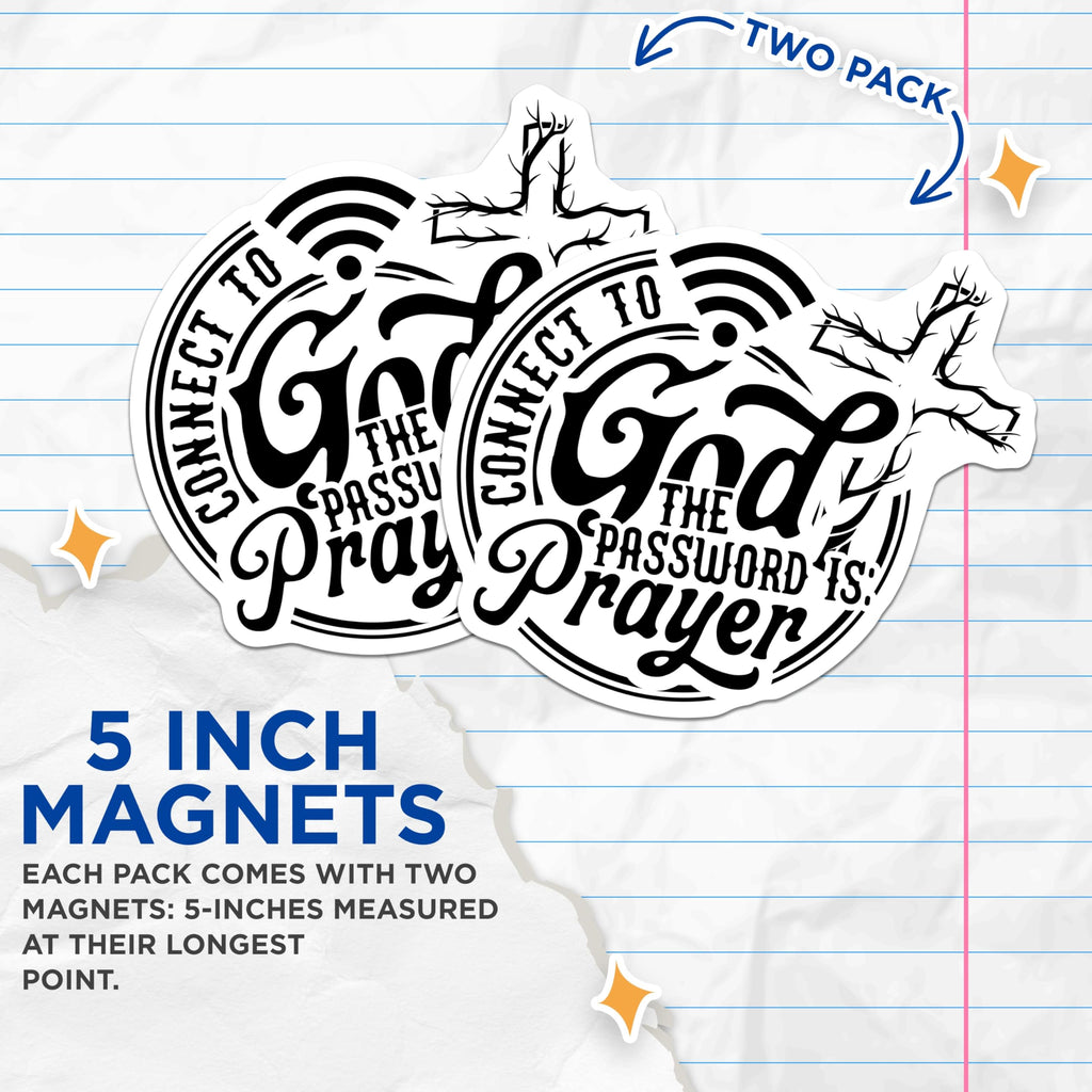 (2 Pack) Connect to God Magnets - Password Prayer Religious Decor - Christian Faith Spiritual Reminder Fridge Art - 5 Inches On Longest Side - Thick Durable Magnet - Made in USA - MAG19583