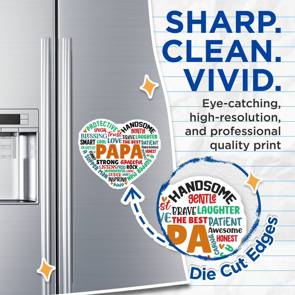 (2 Pack) Papa Definition Magnets - Father's Day Grandfather Birthday - Thoughtful Dad Appreciation Decor - 5 Inches On Longest Side - Thick Durable Magnet - Made in USA - MAG37822