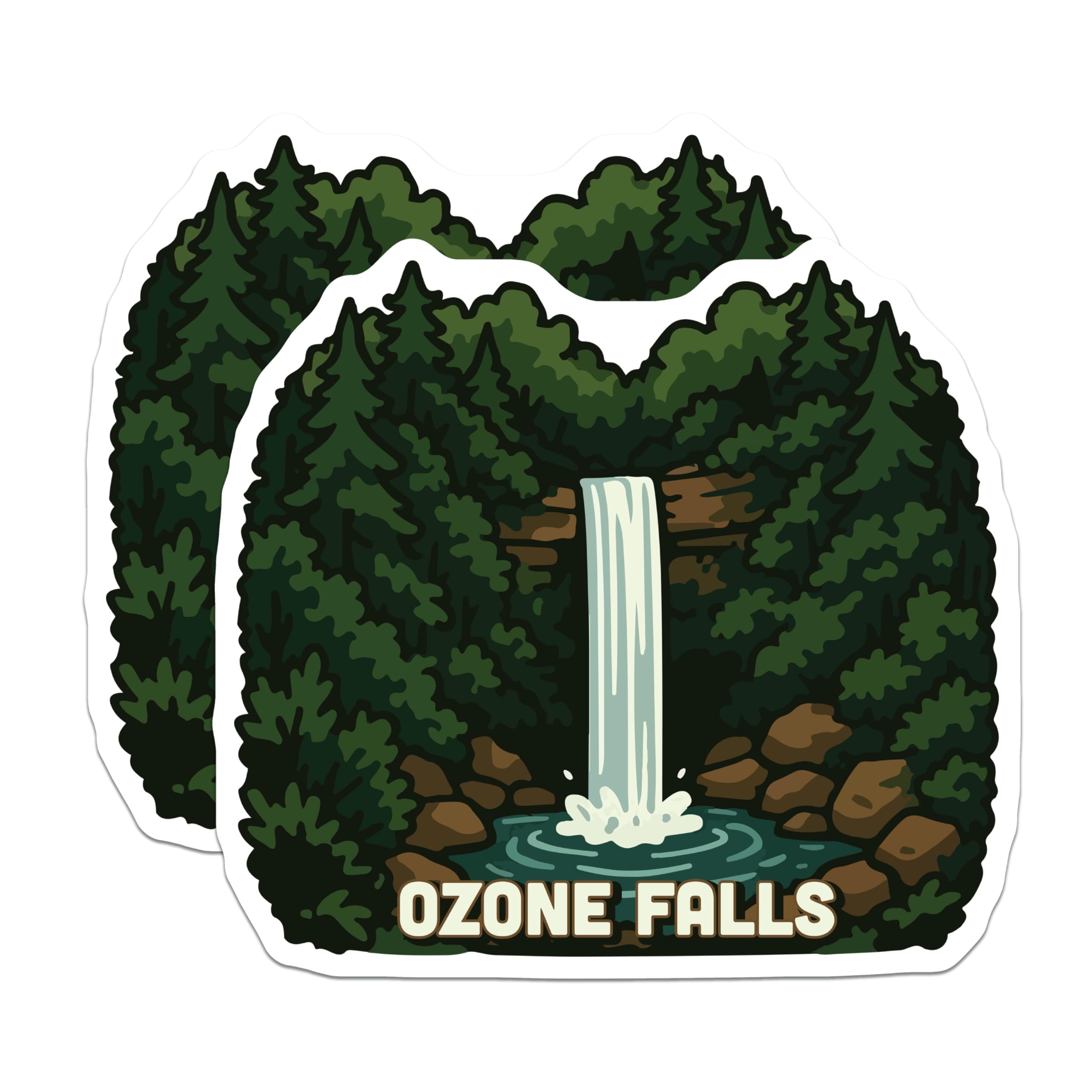 (2 Pack) Ozone Falls Magnets - Tennessee Waterfall Scene - Appalachian Landscape Art - Outdoor Adventure Souvenirs - 5 Inches On Longest Side - Thick Durable Magnet - Made in USA - MAG19551