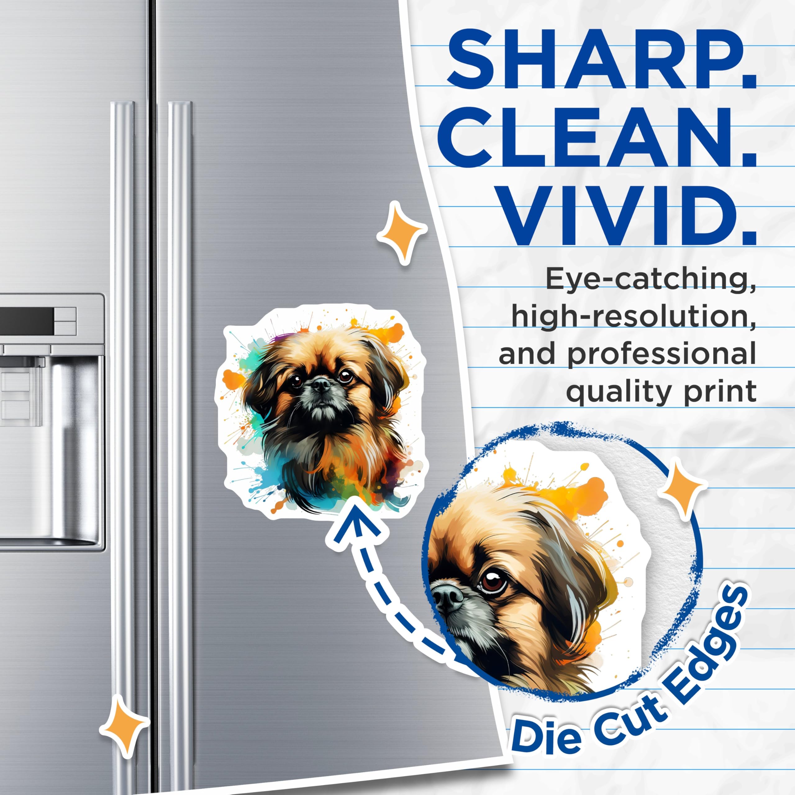 (2 Pack) Pekingese Dog Magnets - Watercolor Pet Art - Dog Lover Decor - Cute Animal Fridge Magnets - 5 Inches On Longest Side - Thick Durable Magnet - Made in USA - MAG30079