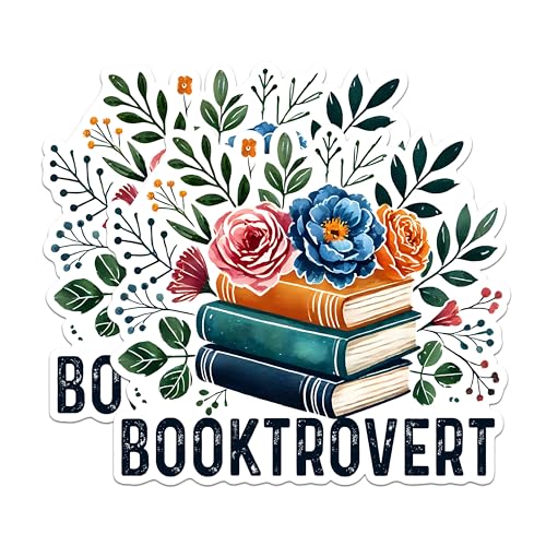 (2 Pack) Booktrovert Stickers - Book Lover Stickers - Floral Book Stickers - Reading Enthusiast Stickers - 5" On Longest Side - Sticks to Any Smooth Flat Surface - Made in USA - BMCS2756