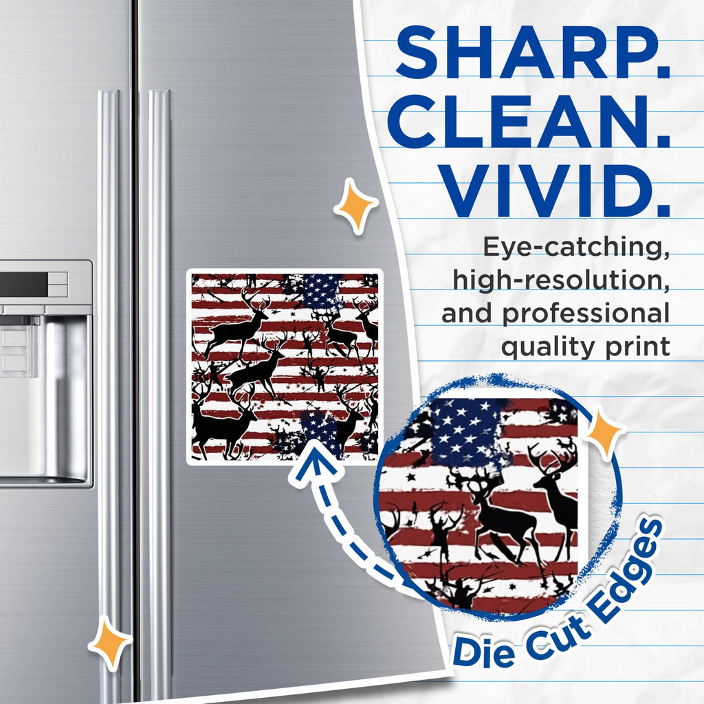 (2 Pack) American Flag Deer Magnets - Patriotic Hunter Decor - Rustic Wildlife Art - Distressed Flag - Outdoor Enthusiast - 5 Inches On Longest Side - Thick Durable Magnet - Made in USA - MAG19540