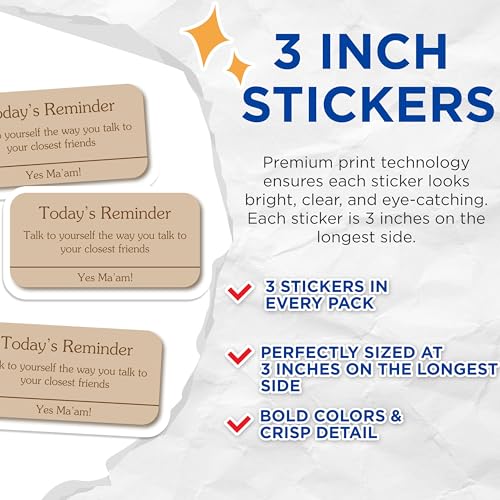 (3 Pack) Positive Affirmation Decals - Self Love Reminder - Daily Motivation - 3 Inches On Longest Side - Easy Peel & Apply - Made in USA - 3MCS7090