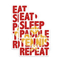 (2 Pack) Eat Sleep Paddle Tennis Repeat Stickers - Sports Enthusiast Stickers - Outdoor Activity Fun Decals - 5" On Longest Side - Sticks to Smooth Flat Surfaces - Made in USA - BMCS4857