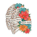 (2 Pack) Inhale Peace Exhale Chaos Magnets - Floral Skeleton Magnets - Inspirational Quotes Magnets for Home Decor- 5" On Longest Side - for Fridges, Toolboxes, Cars - Made in USA - MAG3004