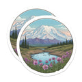 (2 Pack) Mountain Scene Magnets - Snowy Peak Art - Landscape Illustration Decor - 5" On Longest Side - Premium Magnet - for Cars, Refrigerators, Toolboxes, Lockers - Made in USA - MAG18494