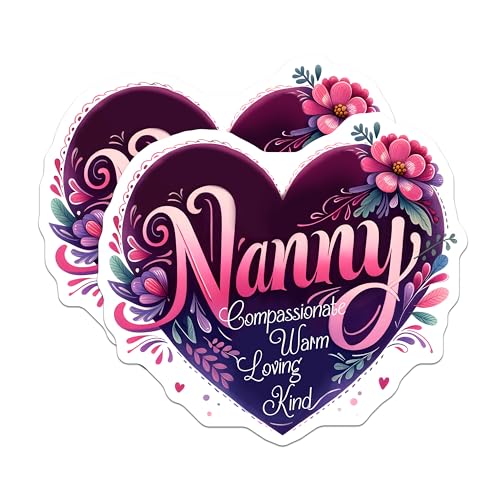 (2 Pack) ny Heart Stickers - Floral Design - Compassionate Warm Loving Kind - 5" On Longest Side - Sticks to Smooth Flat Surfaces - Made in USA - BMCS8188