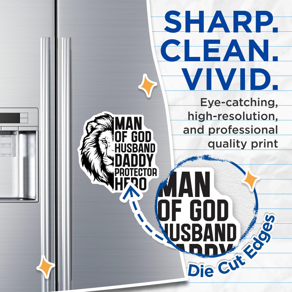 (2 Pack) Christian Dad Magnets - Lion Husband Daddy - Protector Hero Refrigerator Magnets - 5" On Longest Side - Premium Magnet - for Cars, Refrigerators, Toolboxes, Lockers - Made in USA - MAG14241
