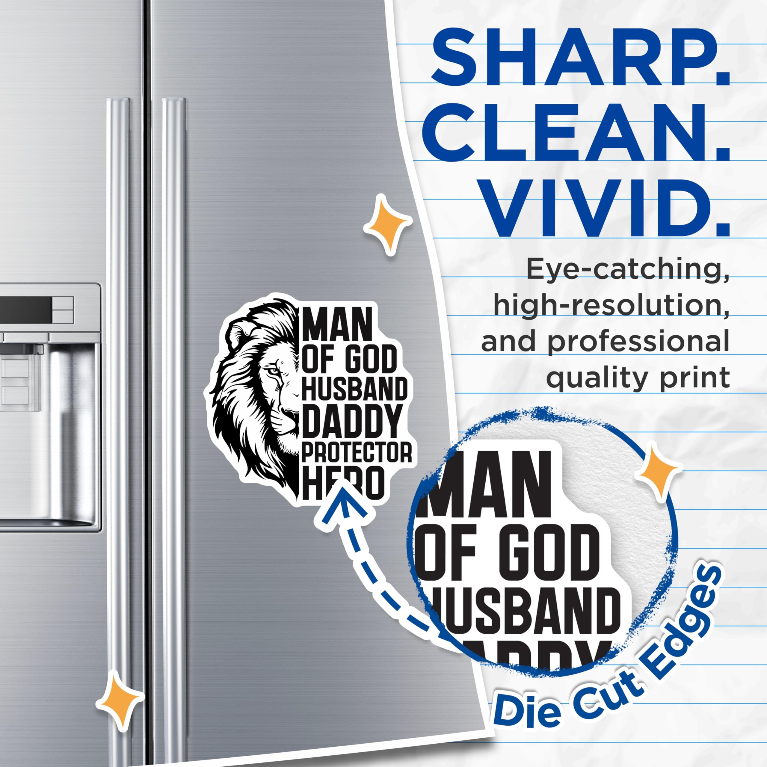 (2 Pack) Christian Dad Magnets - Lion Husband Daddy - Protector Hero Refrigerator Magnets - 5" On Longest Side - Premium Magnet - for Cars, Refrigerators, Toolboxes, Lockers - Made in USA - MAG14241