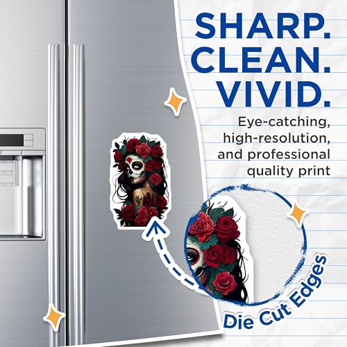 (2 Pack) Sugar Skull Magnets Magnets - Day of The Dead Artwork - Mexican Folk Art - 5" On Longest Side - Made in USA - Sticks to Refrigerators & Metal Surfaces - MAG9202