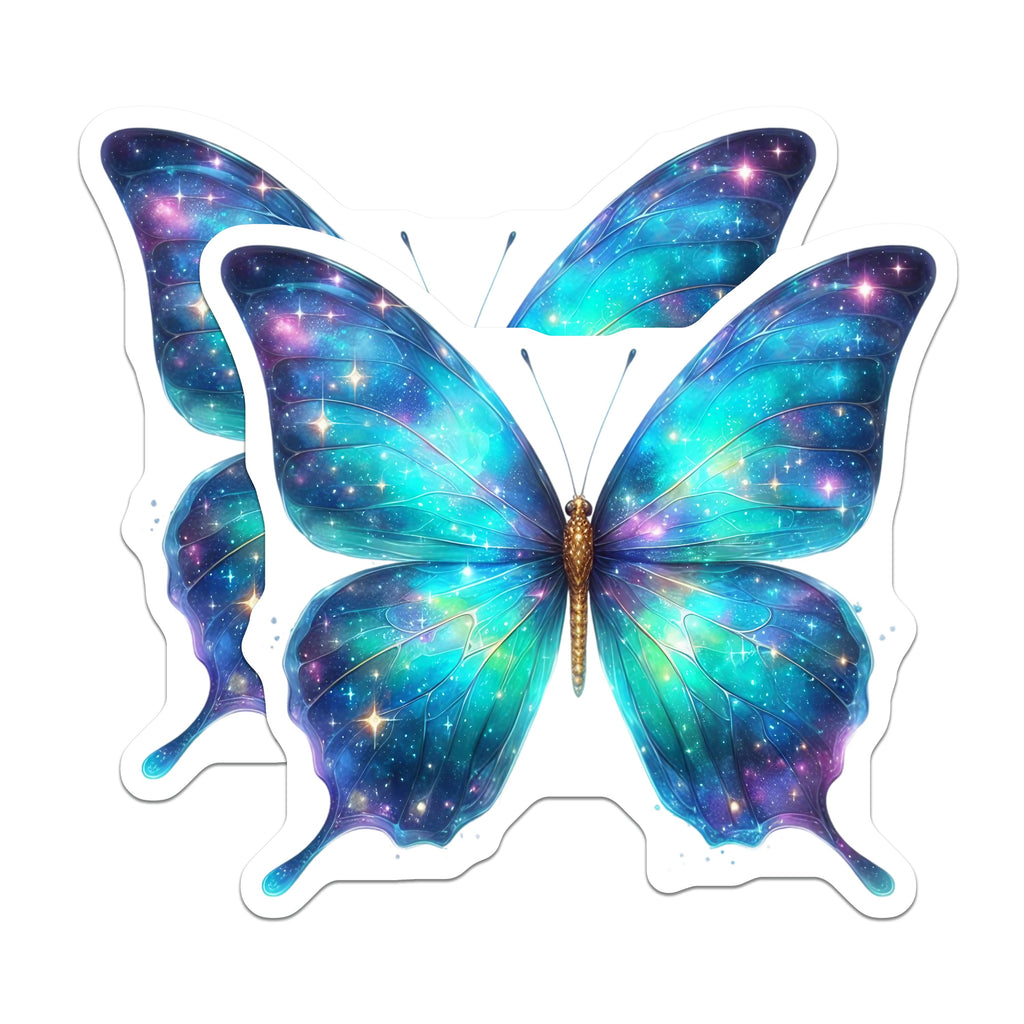 (2 Pack) Galaxy Butterfly Magnets - Celestial Space Decor - Aesthetic Fridge Locker Butterfly Art - 5 Inches On Longest Side - Thick Durable Magnet - Made in USA - MAG36619