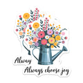 (2 Pack) Always Choose Joy Magnets - Floral Watering Can Art - Positive Quote Fridge Decor - Inspirational Garden Lover - 5 Inches On Longest Side - Thick Durable Magnet - Made in USA - MAG36939
