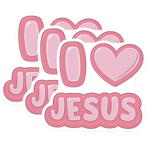 (3 Pack) I Love Jesus Decals - Christian Faith Stickers - Religious Laptop Stickers - 3 Inches On Longest Side - Easy Peel & Apply - Made in USA - 3MCS7659