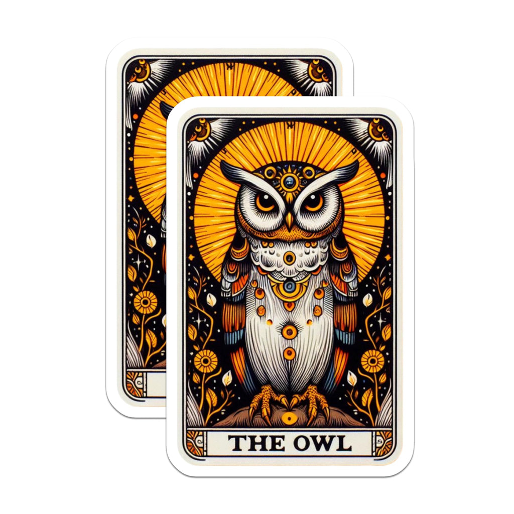 (2 Pack) Mystical Owl Magnets - Ornate Tarot Card Art Design - Spiritual Wisdom Bird Celestial Fridge Decor - 5 Inches On Longest Side - Thick Durable Magnet - Made in USA - MAG22608