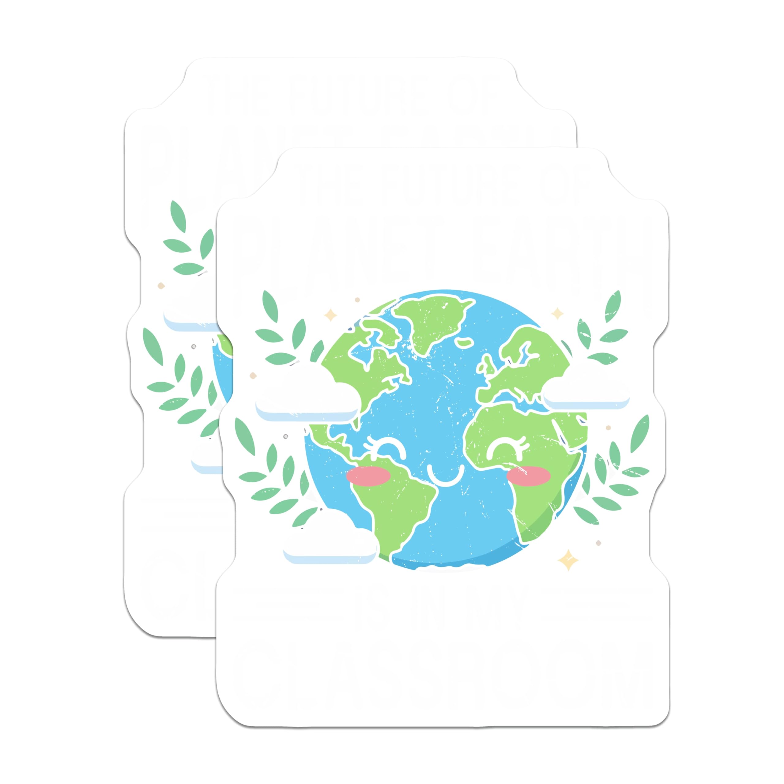 (2 Pack) Cute Happy Earth Magnets - Smiling Planet Decor - Eco Friendly Global Awareness Kitchen Fridge Accessories - 5 Inches On Longest Side - Thick Durable Magnet - Made in USA - MAG21881