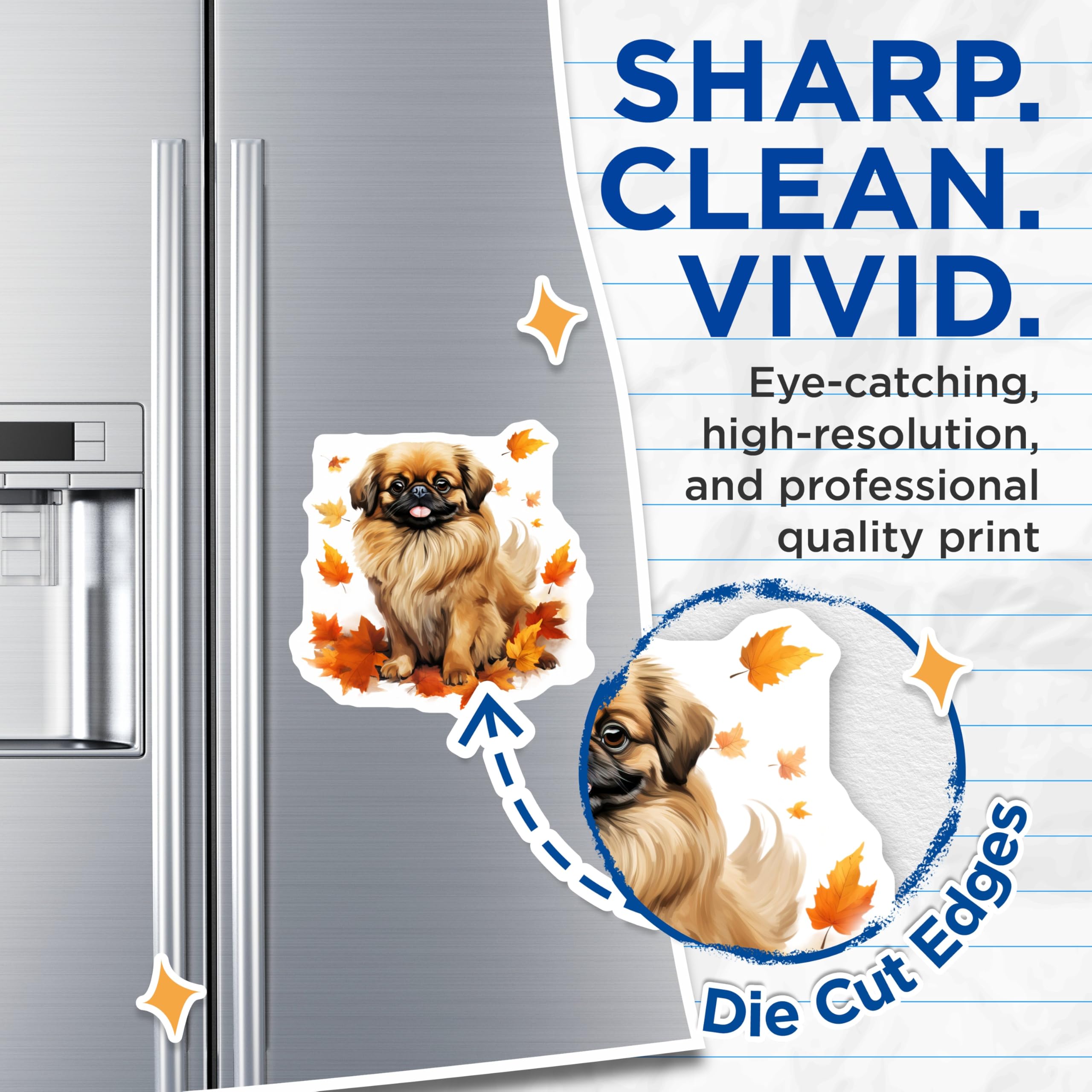 (2 Pack) Pekingese Magnets - Autumn Dog Decor - Fall Pet Lover - 5 Inches On Longest Side - Thick Durable Magnet - Made in USA - MAG30943
